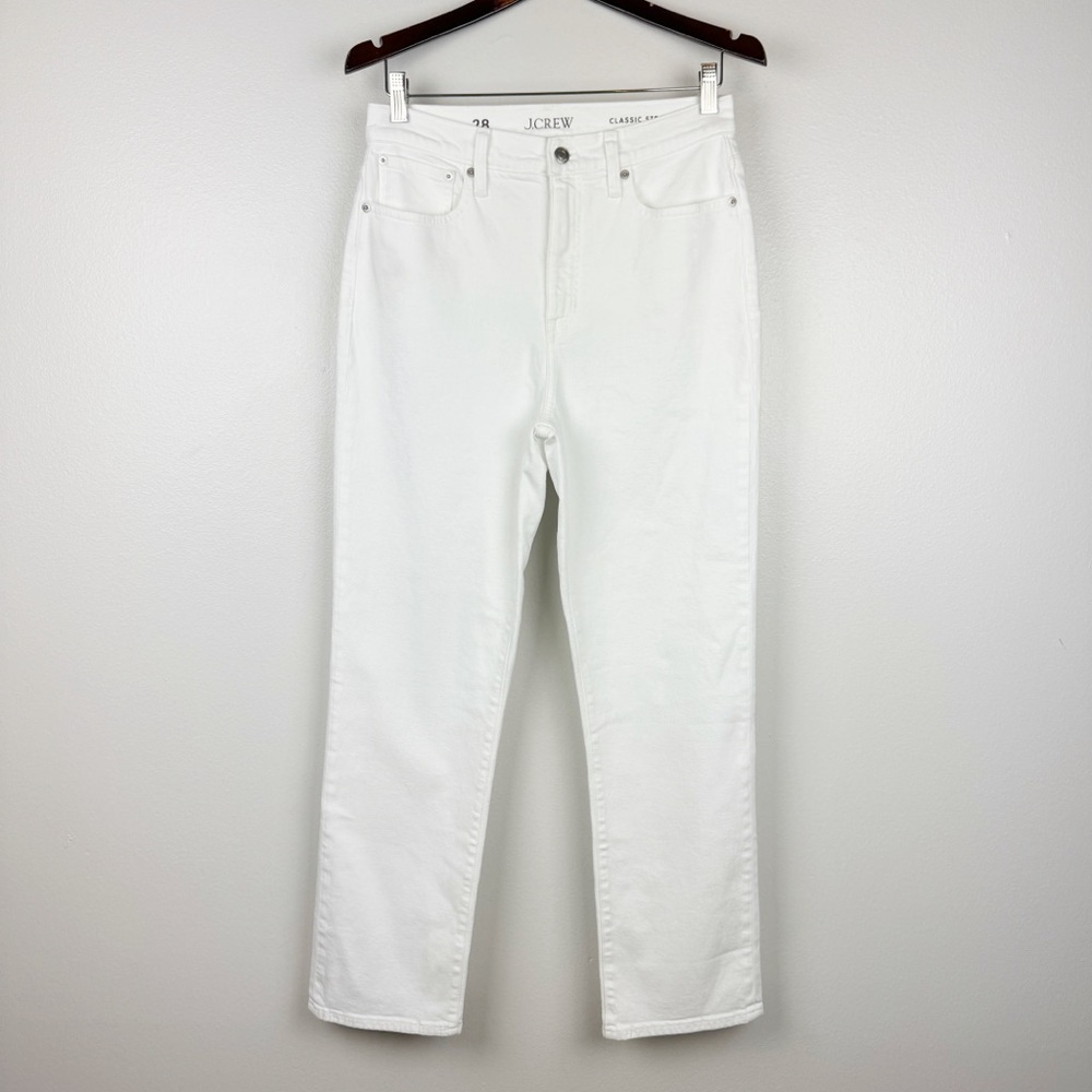 J. Crew Classic Straight Leg High Rise Jeans White Size 28 NWT - Picture 3 of 8